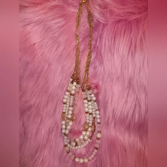 Pearl Crystal Rhinestone Multi-Strand Necklace - Picture 6 of 6